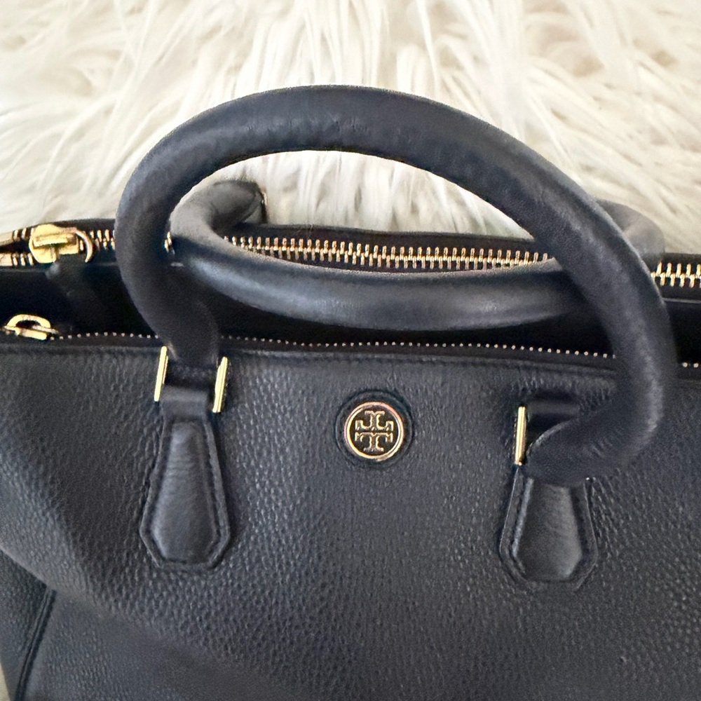 Tory Burch Black Pebbled Leather Satchel - Picture 7 of 9
